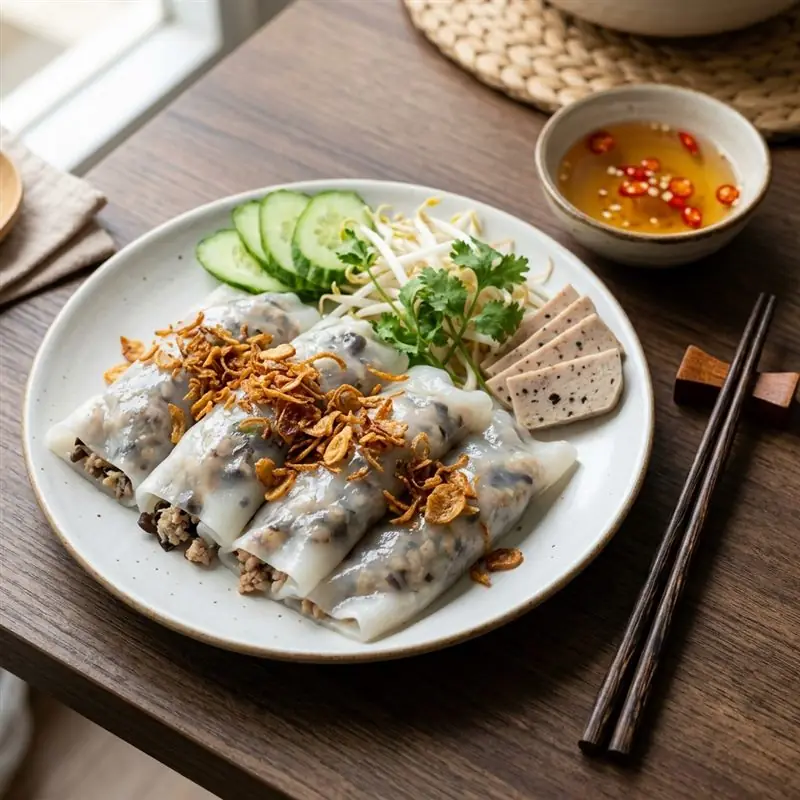 Mâm cơm Bánh cuốn sáng