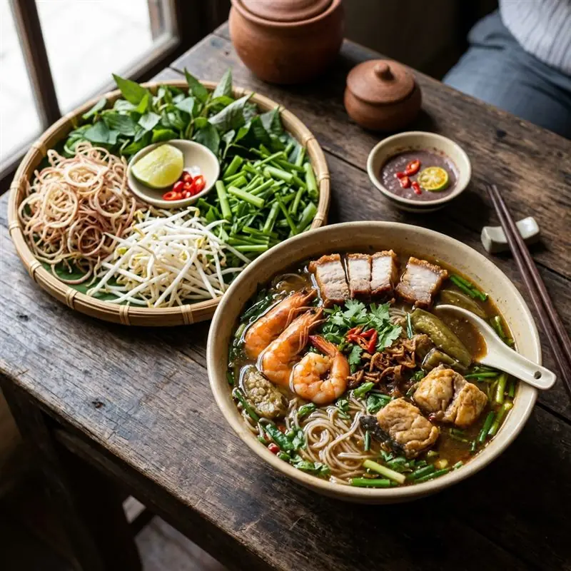 Mâm cơm Bún mắm miền Tây