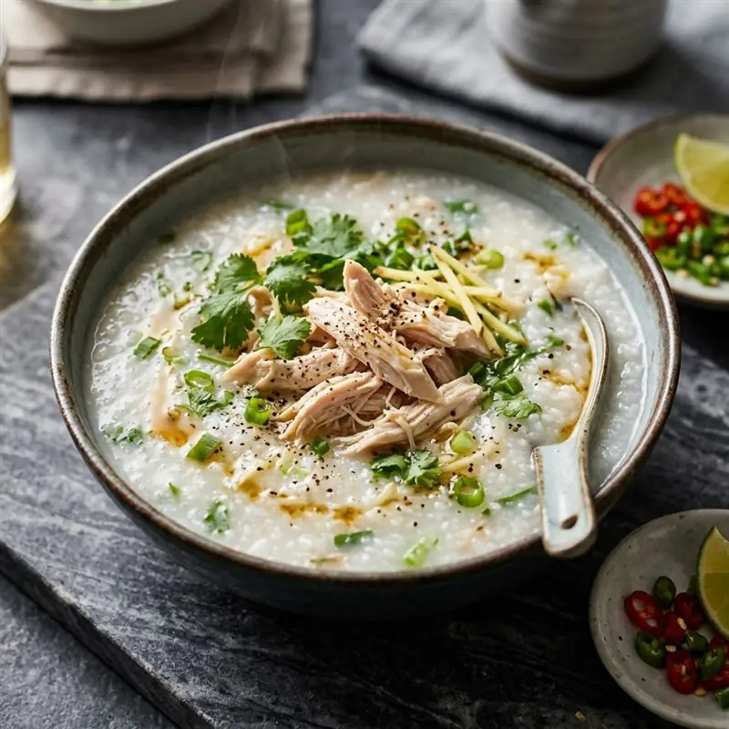 Mâm cơm Cháo gà sáng sớm