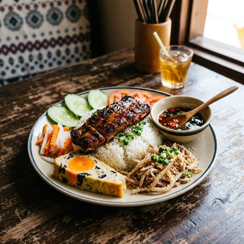Mâm cơm Cơm tấm sáng sớm