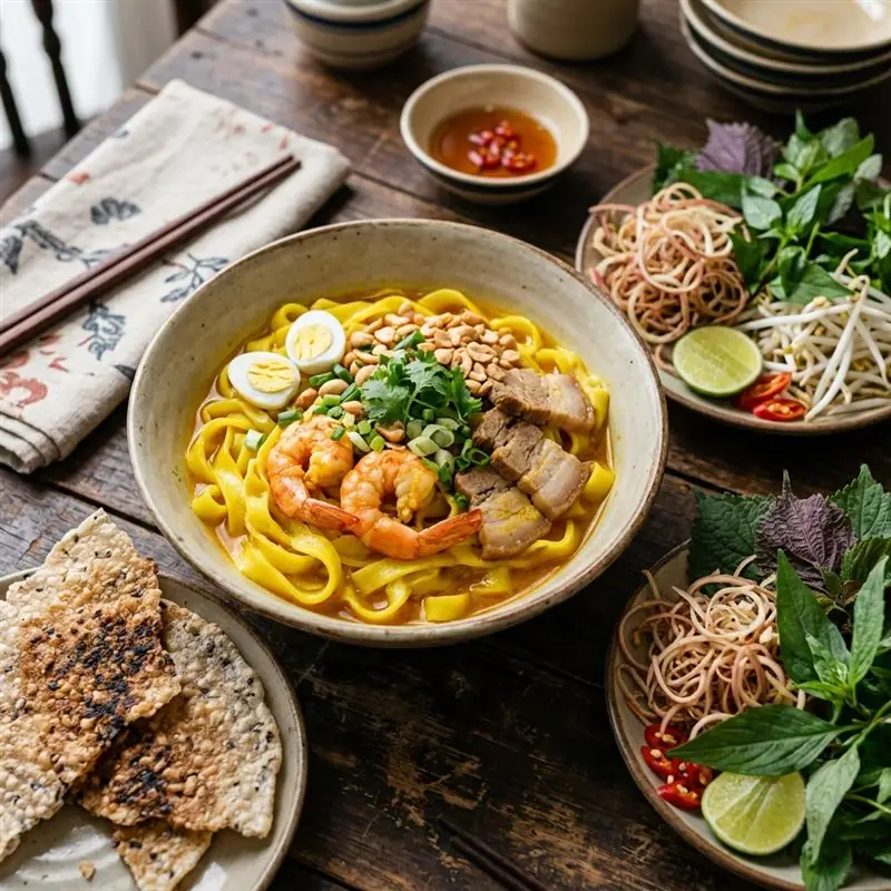 Mâm cơm Mì Quảng đặc sản