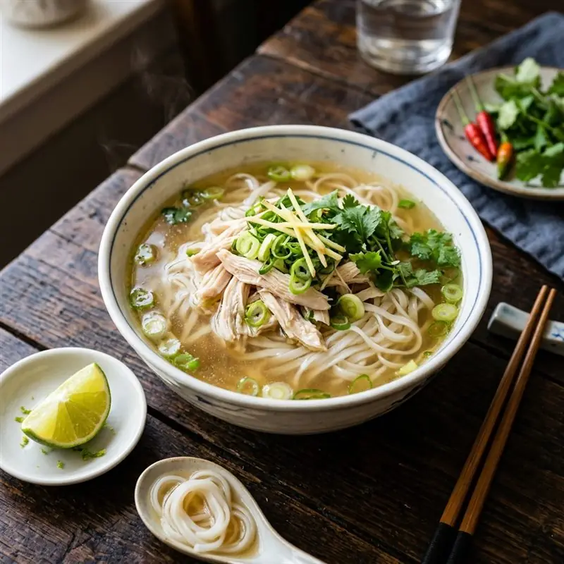 Mâm cơm Phở gà buổi sáng
