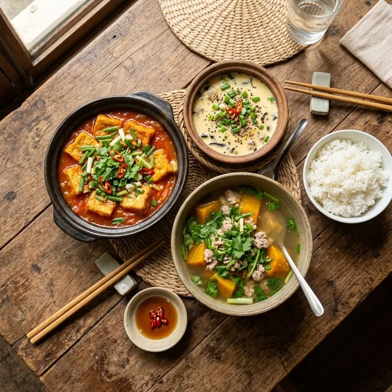 Mâm cơm Đậu phụ trứng hấp