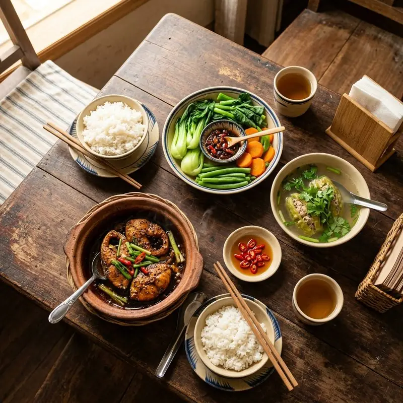 Mâm cơm Cá kho tộ kho quẹt