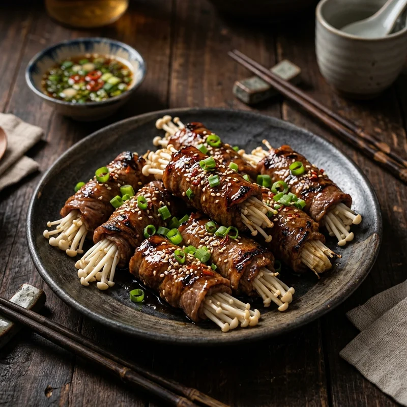Mâm cơm Bò cuốn nấm kim châm canh bầu nấu tôm