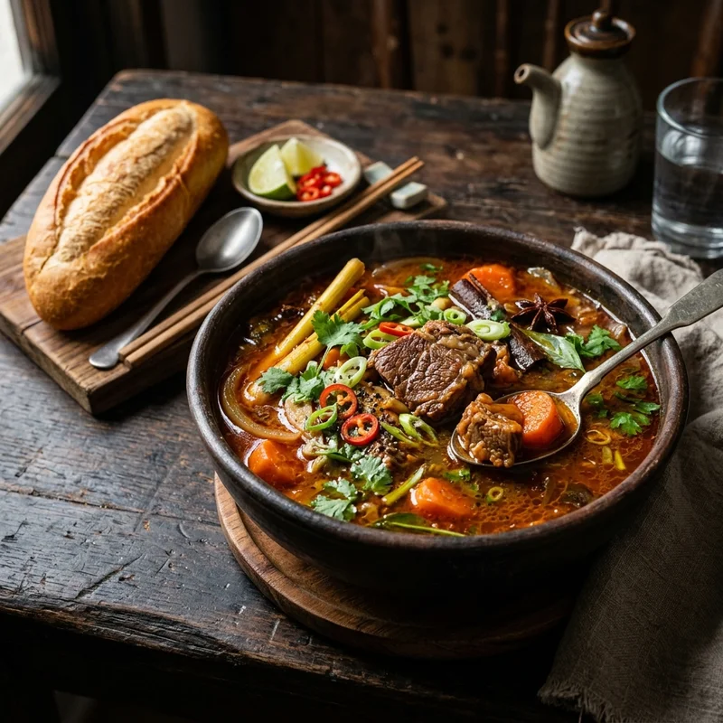 Mâm cơm Bò kho canh bí xanh nấu xương