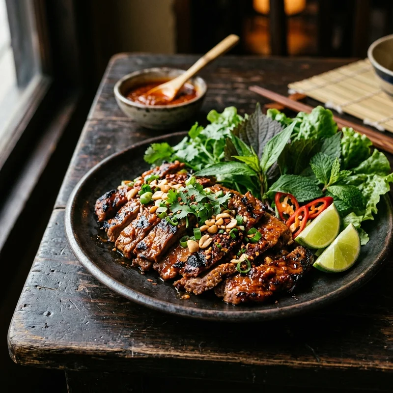 Mâm cơm Bò nướng sa tế canh cải xanh nấu cá