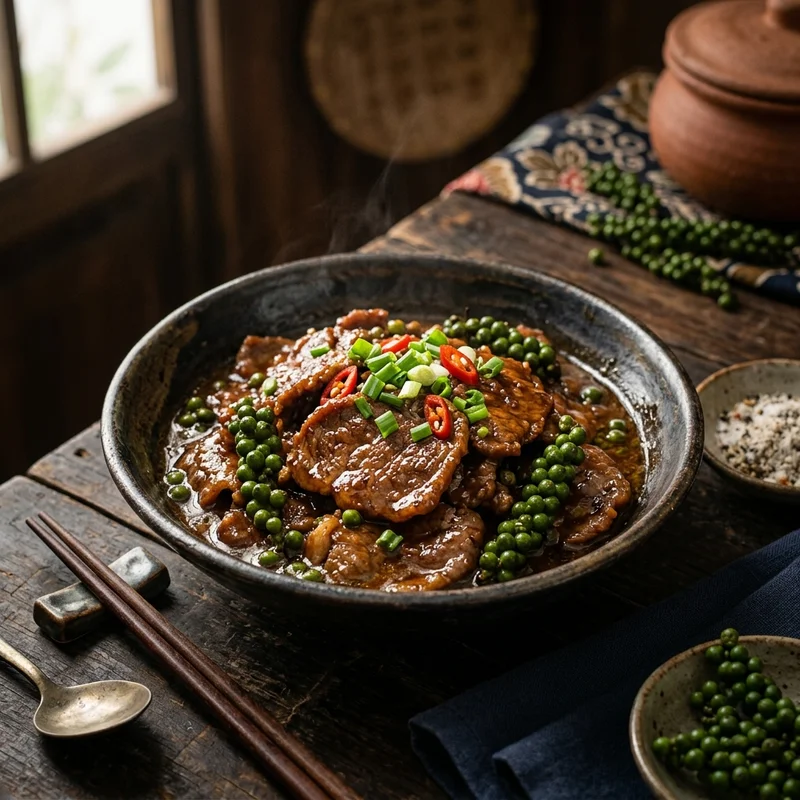 Mâm cơm Bò rim tiêu xanh canh su hào nấu xương
