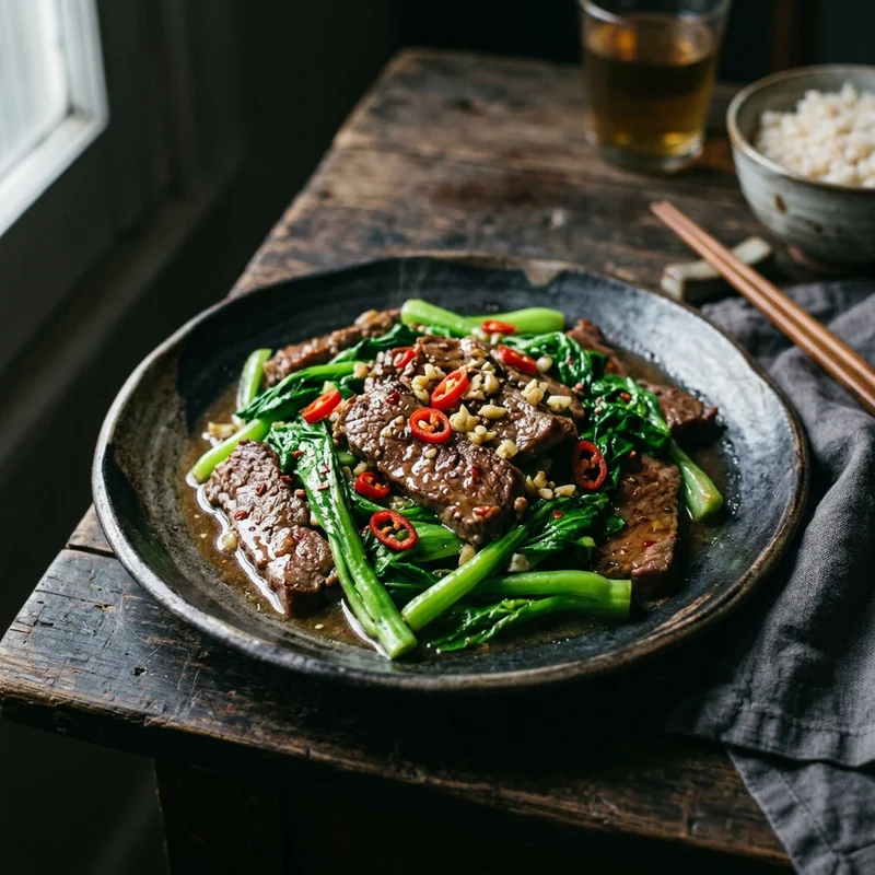Mâm cơm Bò xào rau cải canh su hào nấu xương
