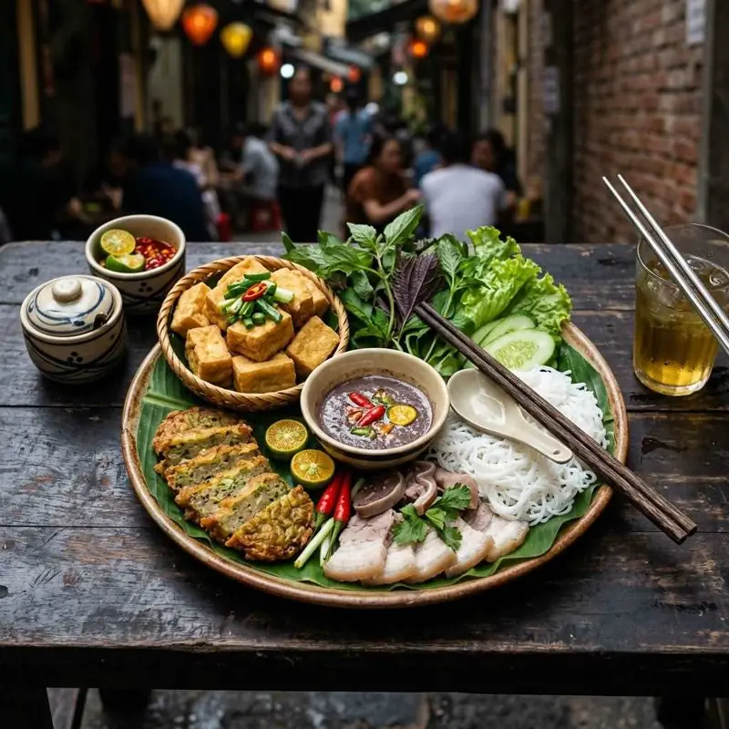 Mâm cơm Bún đậu mắm tôm