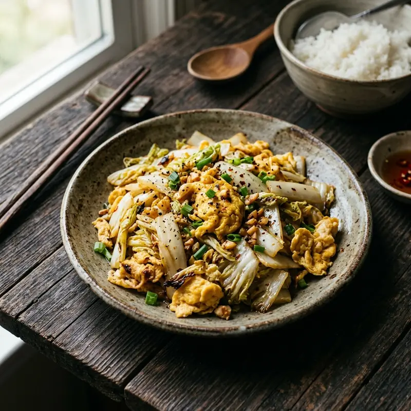Cải thảo xào trứng