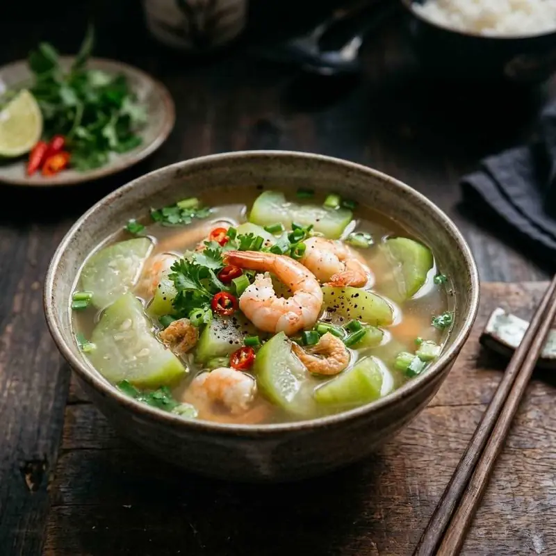 Canh bầu nấu tôm