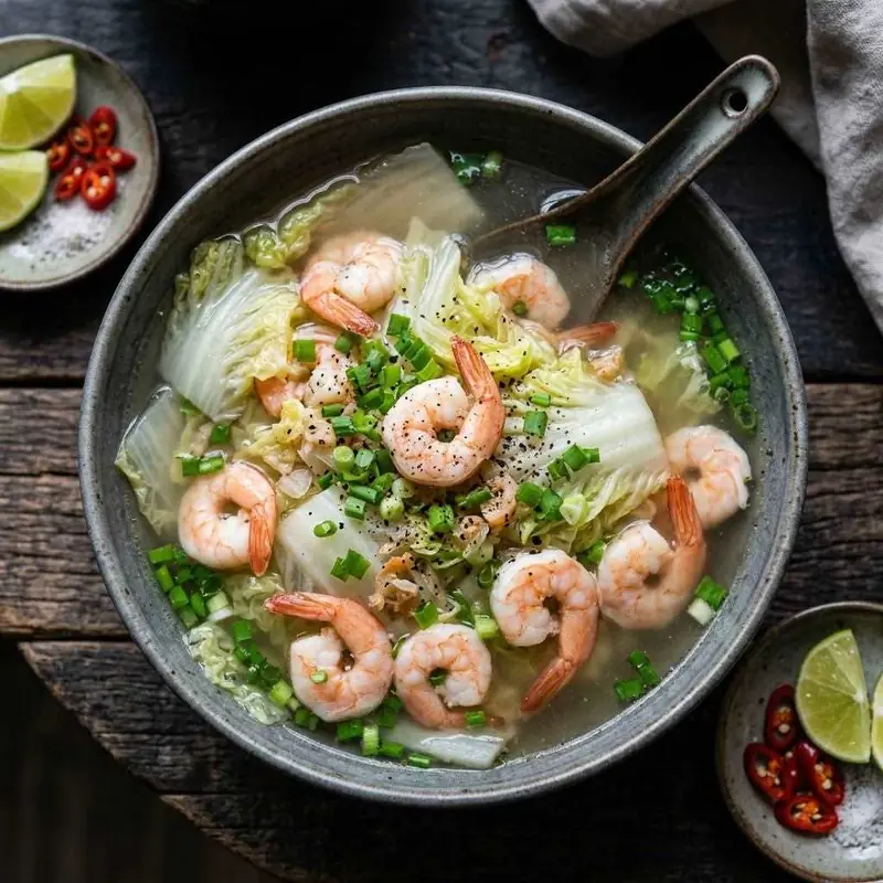 Canh cải thảo nấu tôm