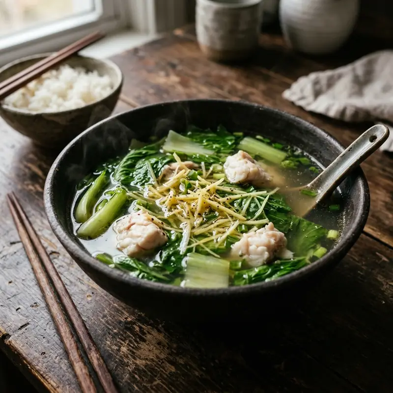 Canh cải xanh nấu cá