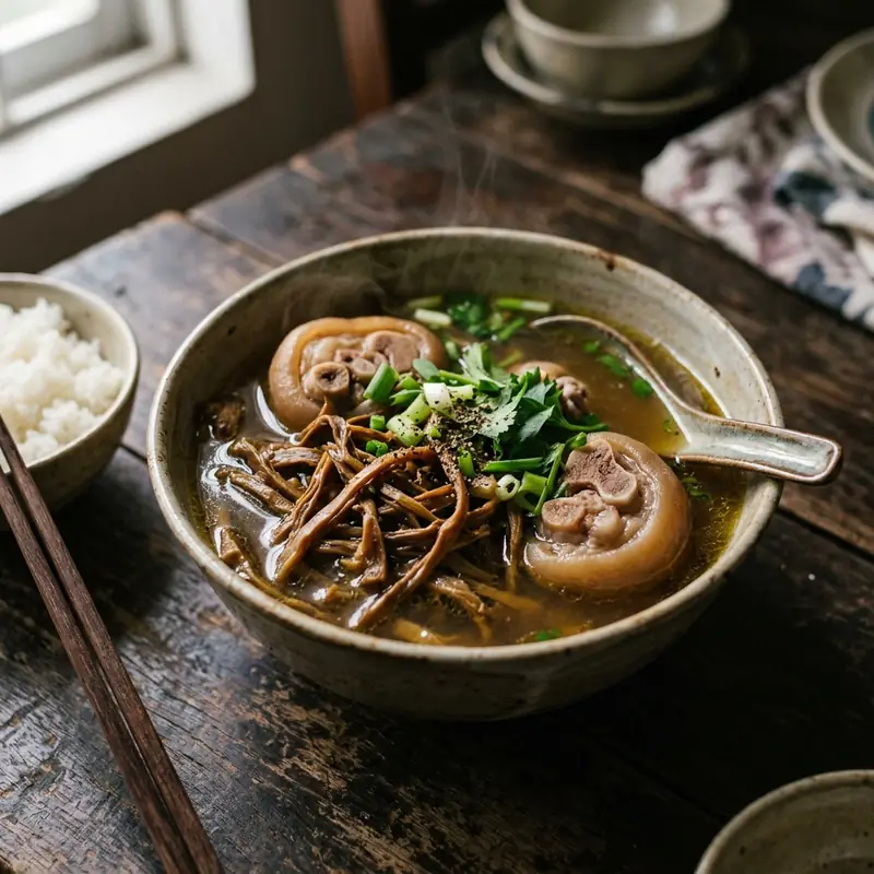 Canh chân giò hầm măng khô