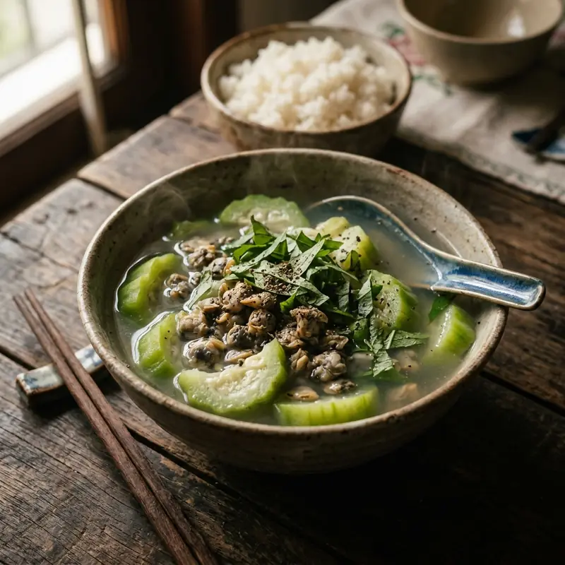 Canh mướp nấu hến