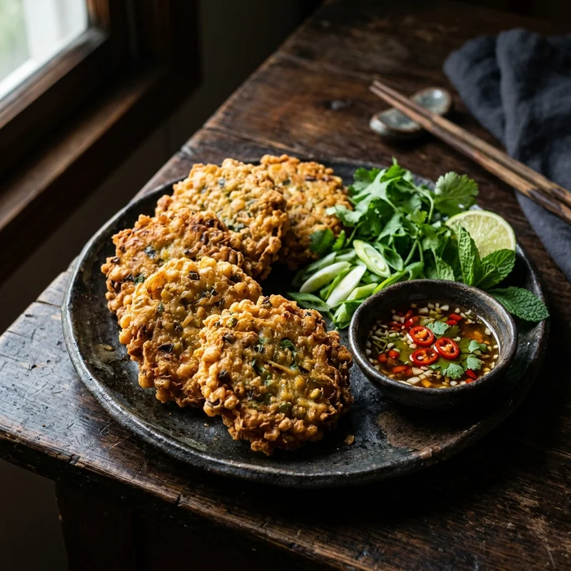 Mâm cơm Chả đậu xanh chiên canh cua rau đay