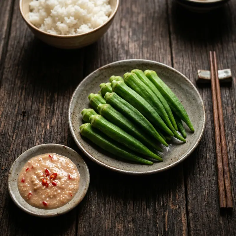 Đậu bắp luộc chấm chao