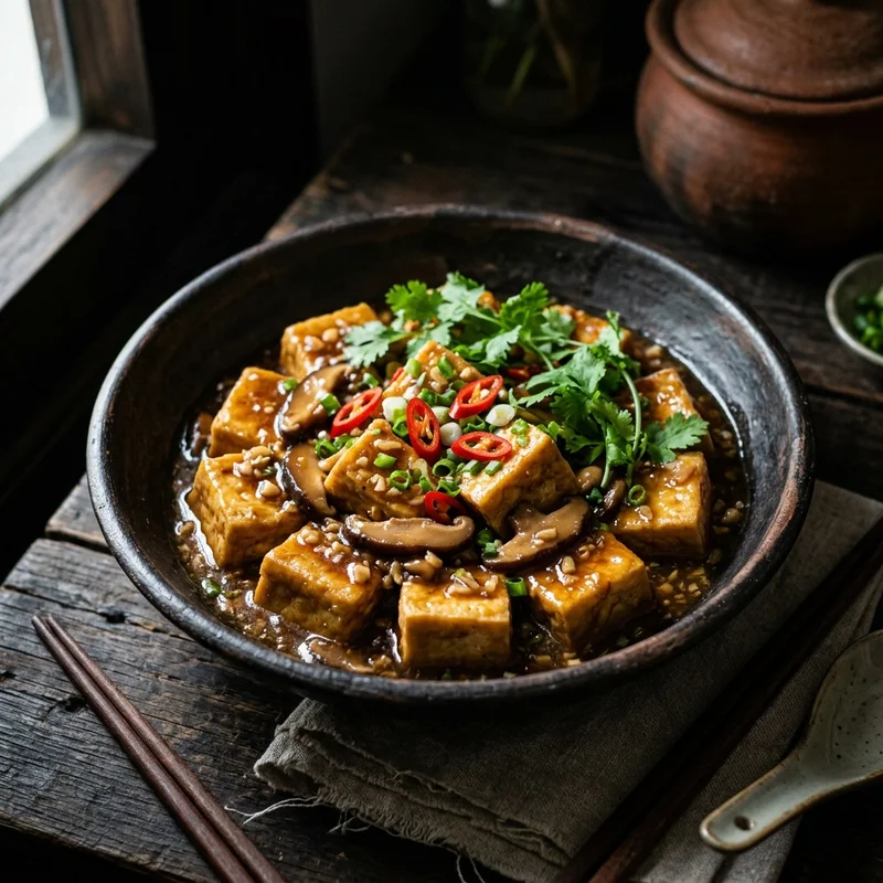 Mâm cơm Đậu hũ sốt nấm đông cô canh bí xanh nấu xương