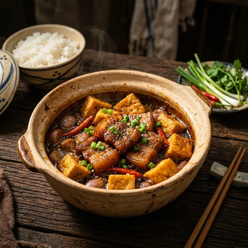 Mâm cơm Đậu phụ kho thịt súp gà ngô