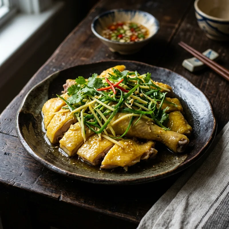 Mâm cơm Gà hấp hành canh dưa chua thịt bò