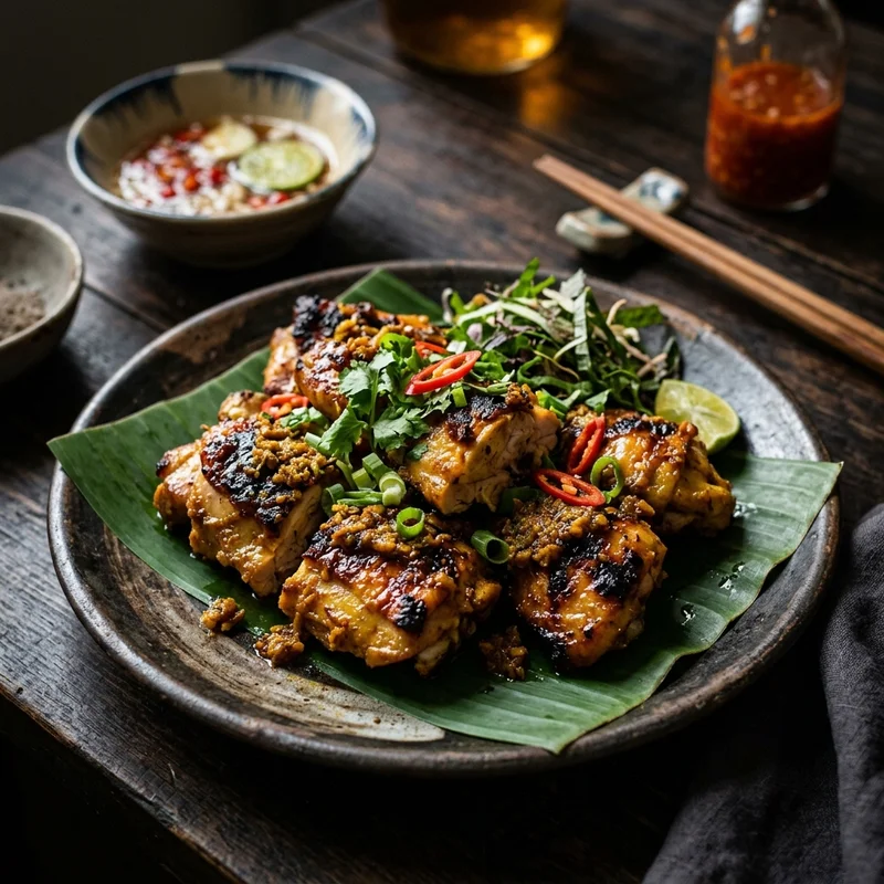 Mâm cơm Gà nướng riềng mẻ canh su hào nấu xương