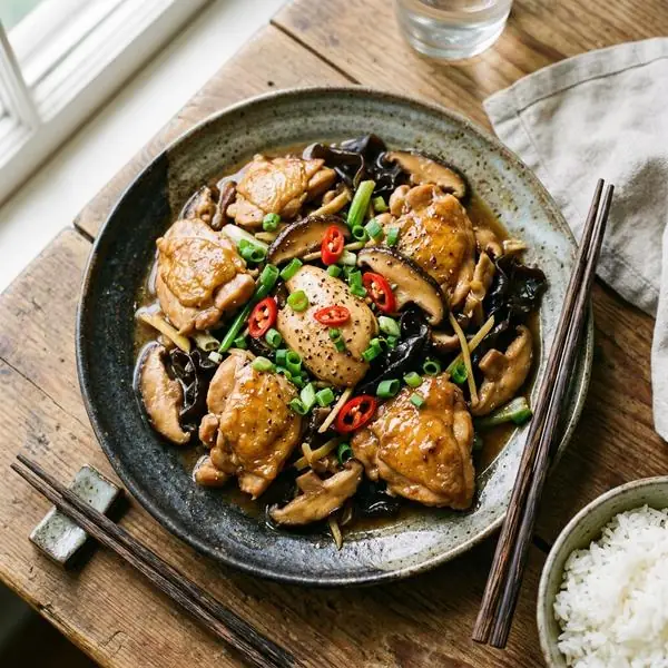 Gà xào nấm