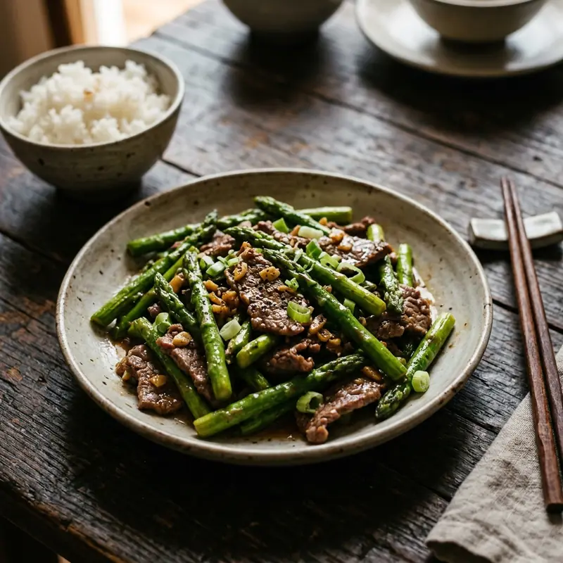 Măng tây xào thịt bò