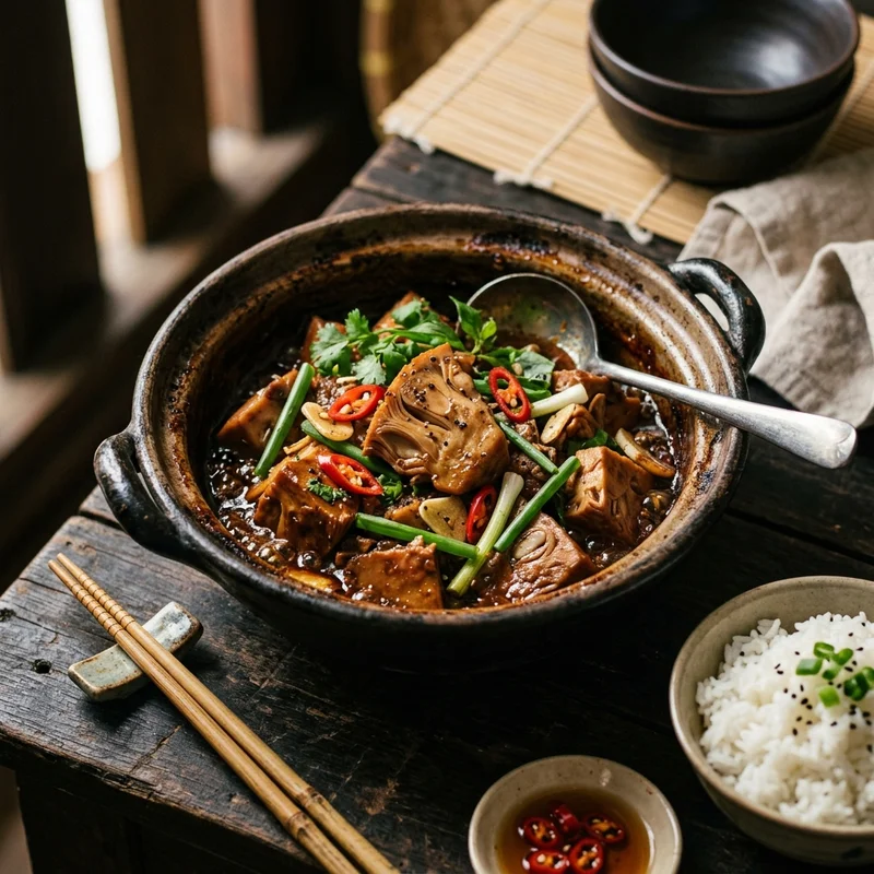 Mâm cơm Mít non kho canh cá nấu ngót