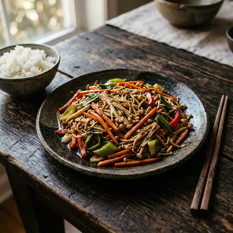 Nấm kim châm xào chay