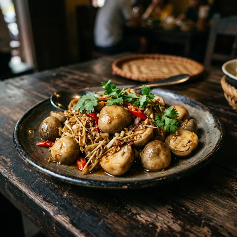Mâm cơm Nấm rơm xào sả ớt canh bí xanh nấu xương