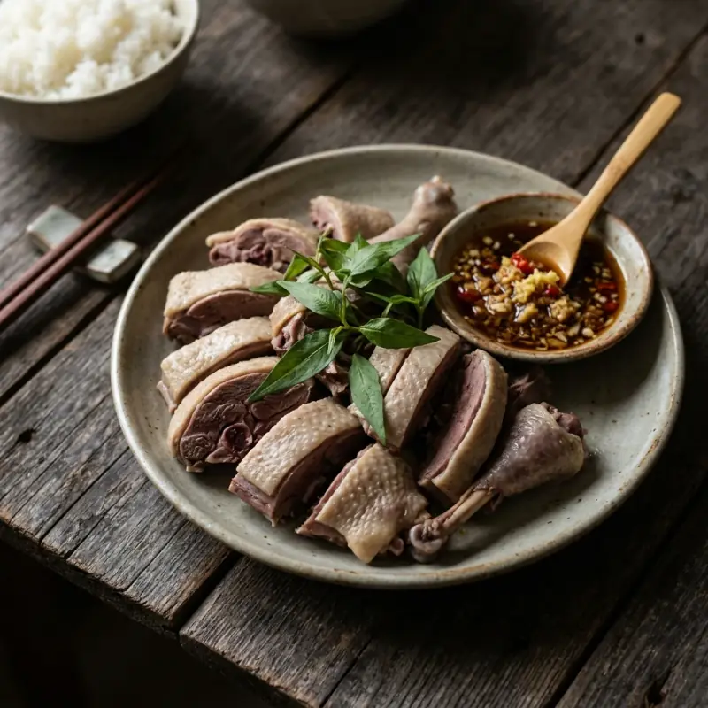 Ngan luộc chấm mắm gừng