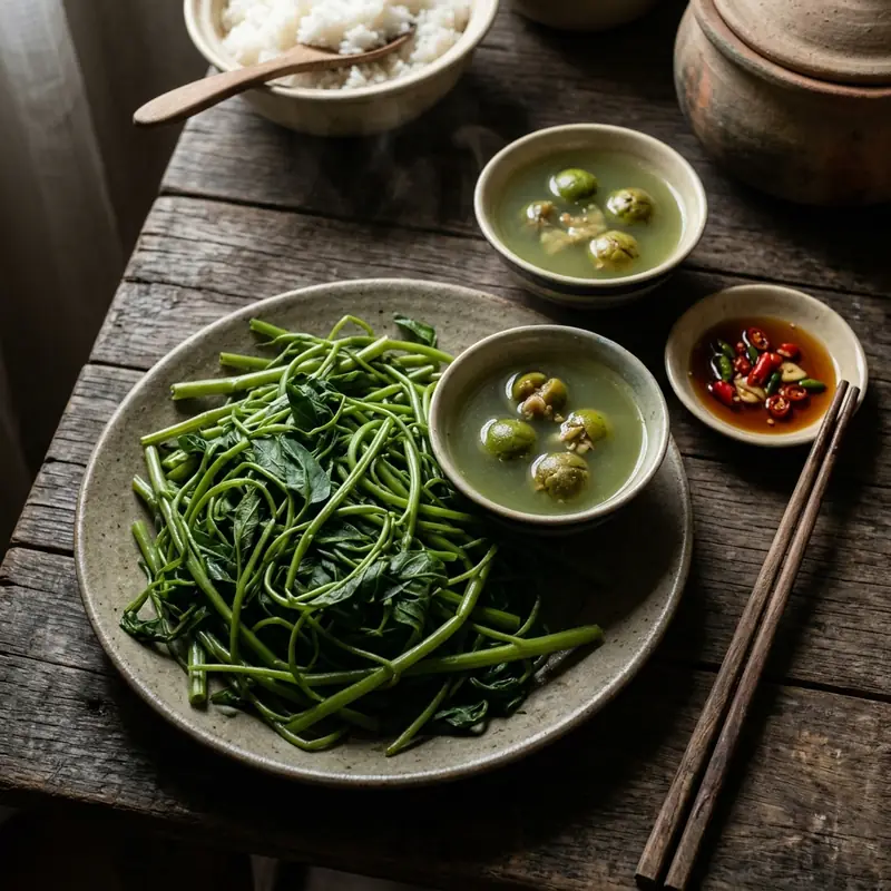 Rau muống luộc dầm sấu