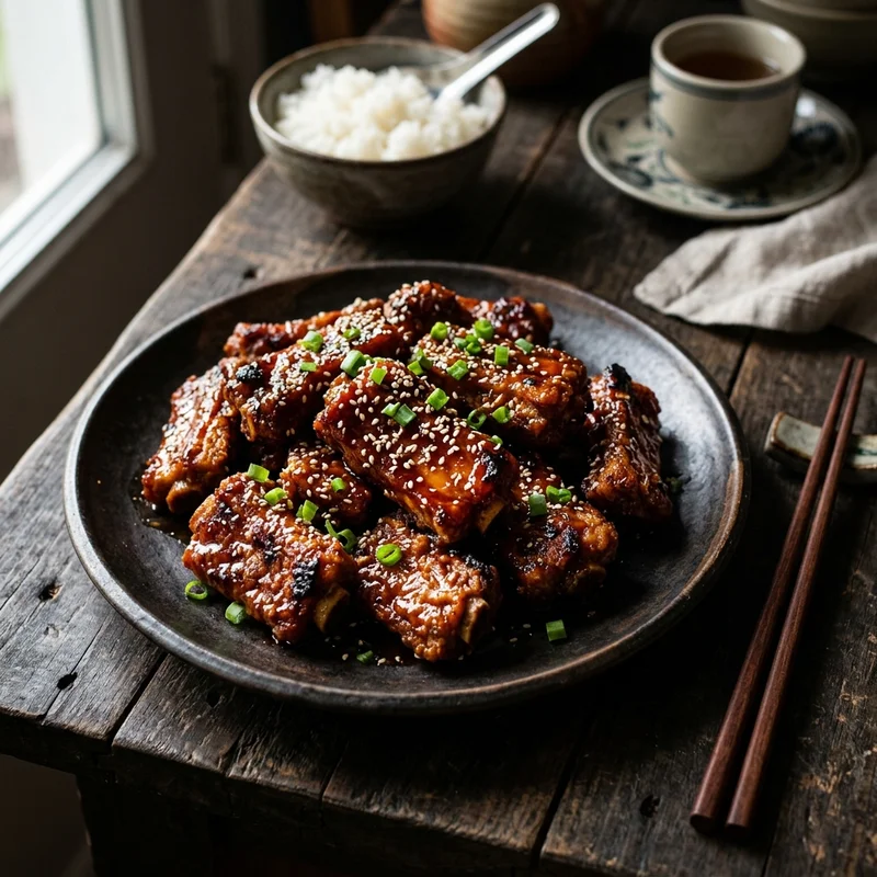 Mâm cơm Sườn chay rim mặn ngọt canh cải thìa