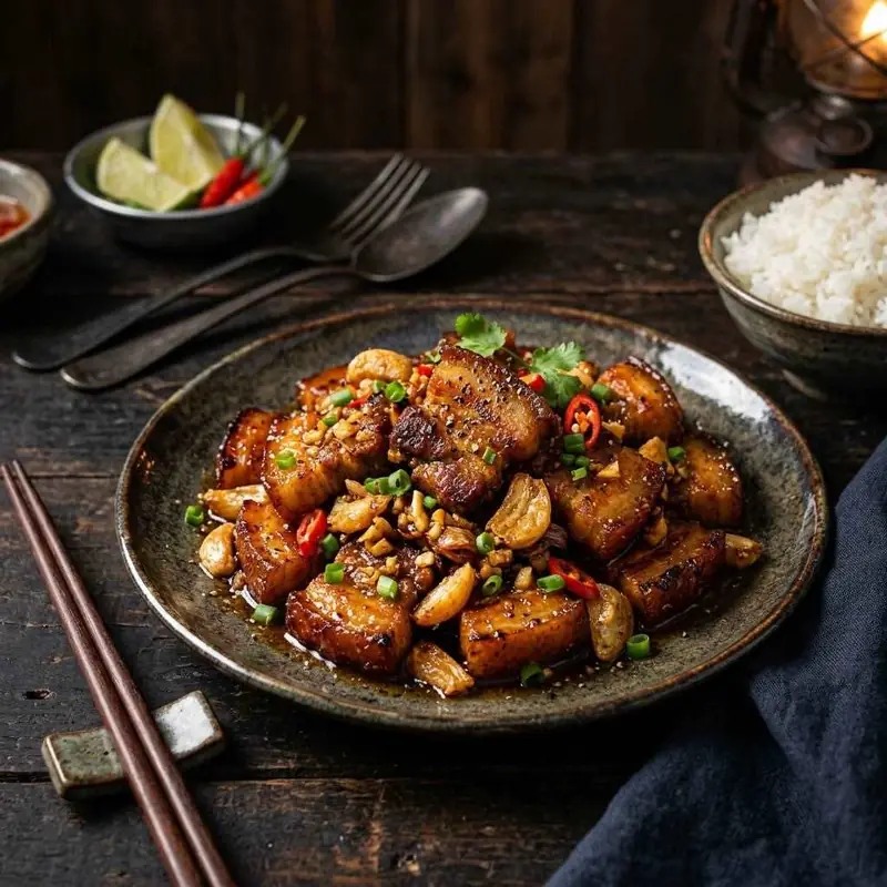 Thịt rang cháy tỏi