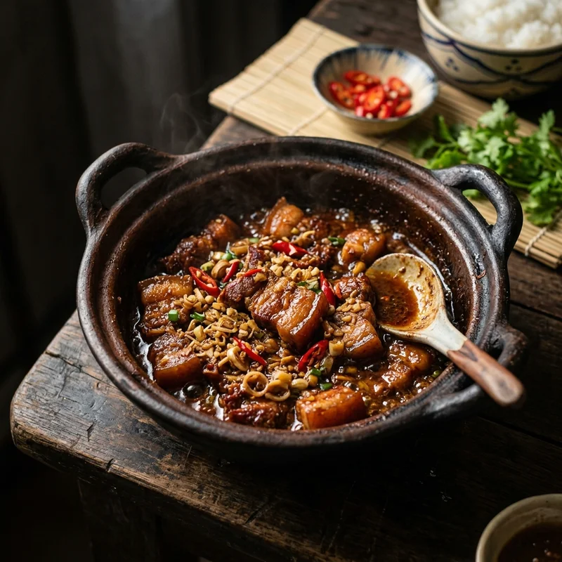 Mâm cơm Thịt rim mắm ruốc canh trứng cà chua